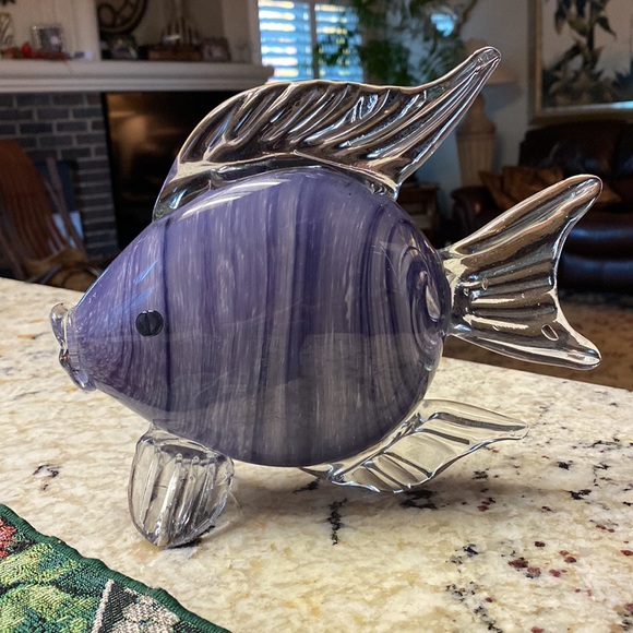 HQT Hand Blown / Made Glass Fish by HQT 9” Long - Picture 2 of 10